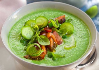 Gazpacho verde: con pepino, hierbabuena y albahaca
