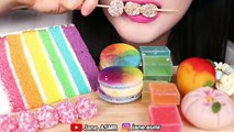 ASMR RAINBOW DESSERTS * CRYSTAL  JELLY , CAKE , MACRON EATING SOUNDS