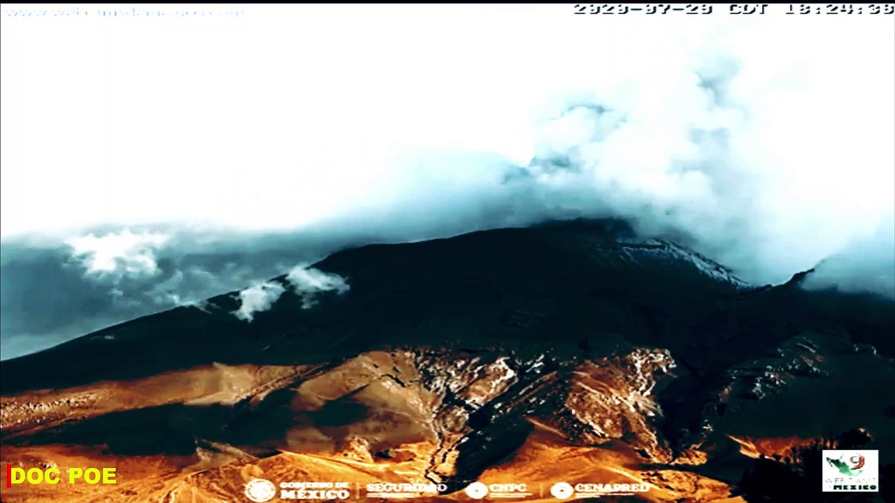 EFUSIVA ACTIVIDAD DEL VOLCÁN POPOCATÉPETL HOY 30 DE JULIO 2020