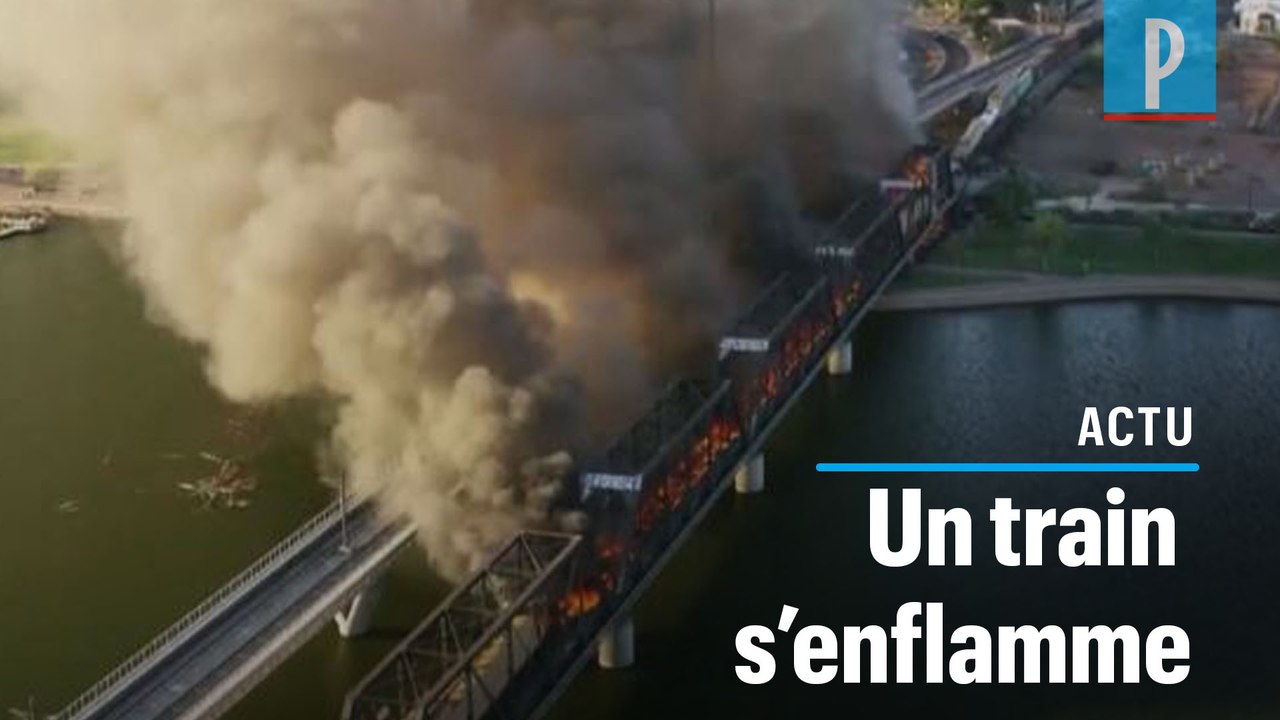 Etats-Unis : un train de marchandises déraille puis s’enflamme