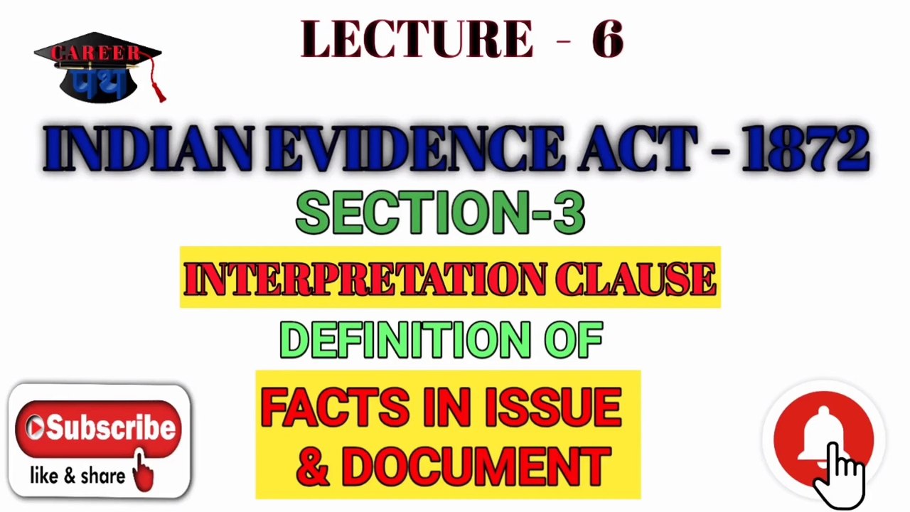INDIAN EVIDENCE ACT-1872, SECTION-3 ,INTERPRETATION CLAUSE , DEFINITION OF FACTS IN ISSUE AND DOCUMENT