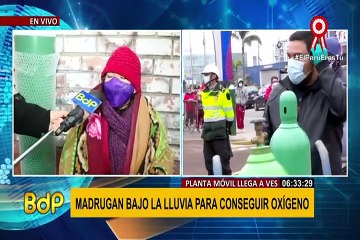 Planta móvil llega a Villa El Salvador: decenas de personas madrugan para conseguir oxígeno