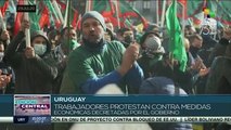 Trabajadores en Uruguay protestan contra recortes en el presupuesto