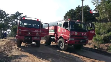 Çanakkale'de 2. yangın... Kızıldam ile Haydaroba köyleri arasında bulunan ormanlık alanda çıkan yangına müdahale devam ediyor