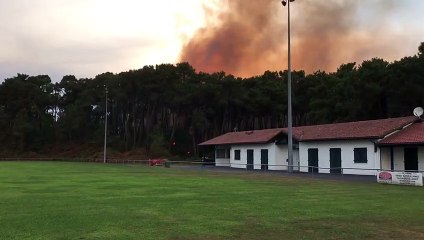 Les flammes dans la forêt de Chiberta