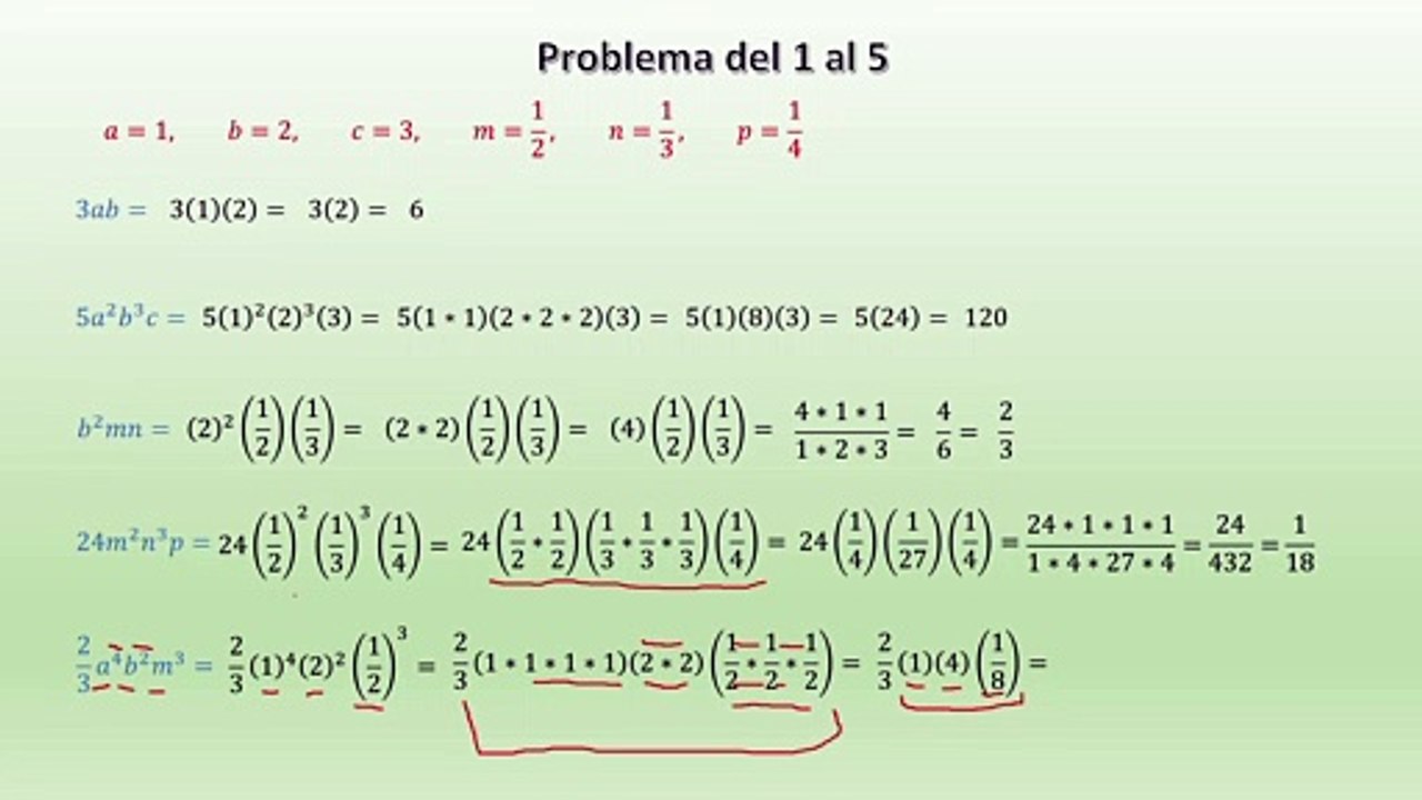 Algebra de Baldor ejercicio 11  (Valor numerico, expresiones algebraicas simples) solucionado