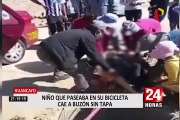 Huancayo: menor de 12 años resultó herido tras caer dos metros a un buzón sin tapa
