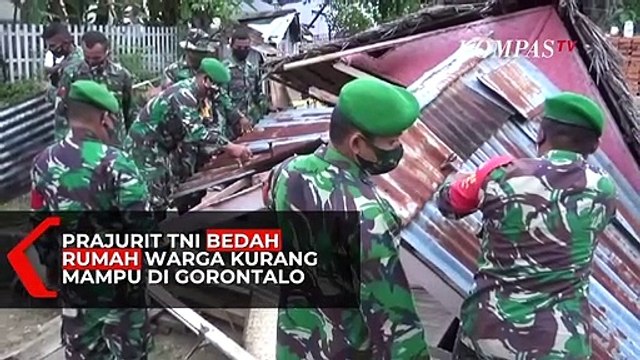 Mengharukan! Prajurit TNI Bedah Rumah Warga Kurang Mampu di Gorontalo