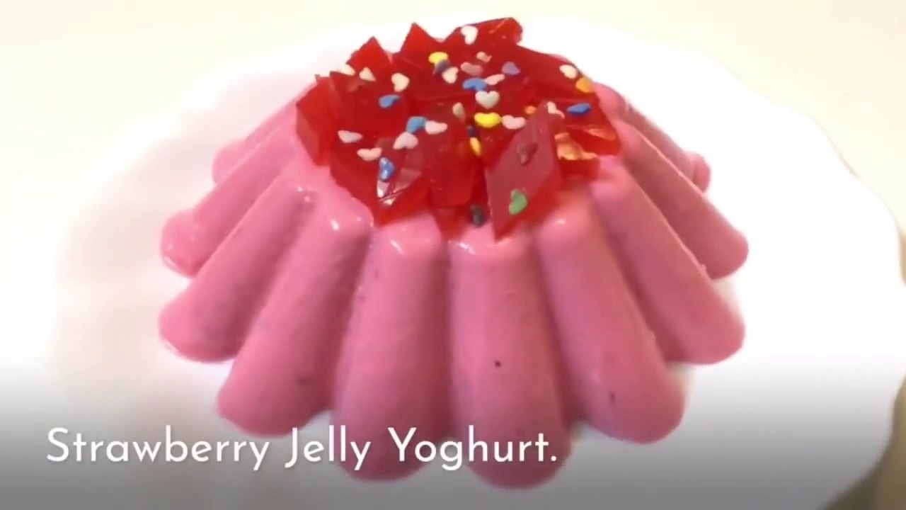 Strawberry Yogurt jelly Quick Creamy Strawberry Dessert video