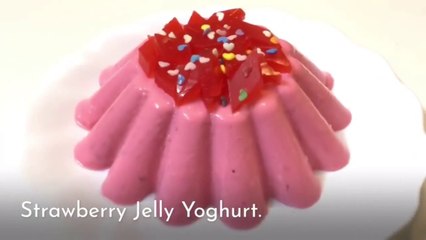 Strawberry Yogurt jelly - Quick Creamy Strawberry Dessert