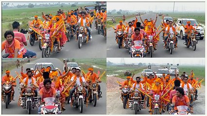 बुलेट पर बैठकर पटना की सड़को पर शूटिंग करती नजर आयी अक्षरा सिंह