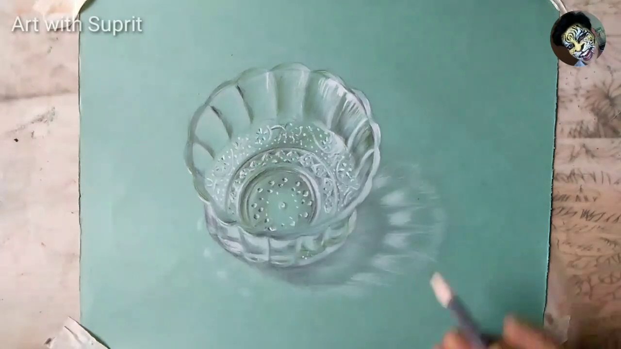 How To Draw a Glass Bowl | Realistic Crystal Bowl Drawing | 3D Art | Art with Suprit