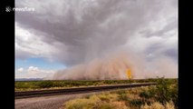 Arizona storm chaser takes timelapse of menacing wall of dust approaching