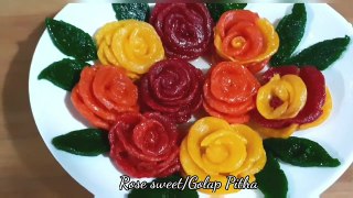 Rose shape Mithai_Raksha Bandhan special Recipe_ No mawa recipe-khoya_Bengali sweet Gulap Pitha