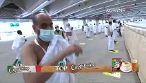 Jemaah Haji Lakukan Lempar Jumroh dengan Protokol Covid-19