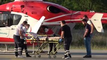 Ambulans helikopter böbrek hastası yaşlı kadın için havalandı