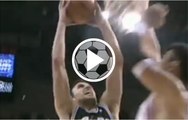 Manu Ginobili volcándole el balón en la cara a los 2,30 metros de Yao Ming