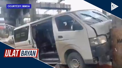 Isang van, sumalpok sa center island ng Aurora tunnel sa EDSA Cubao