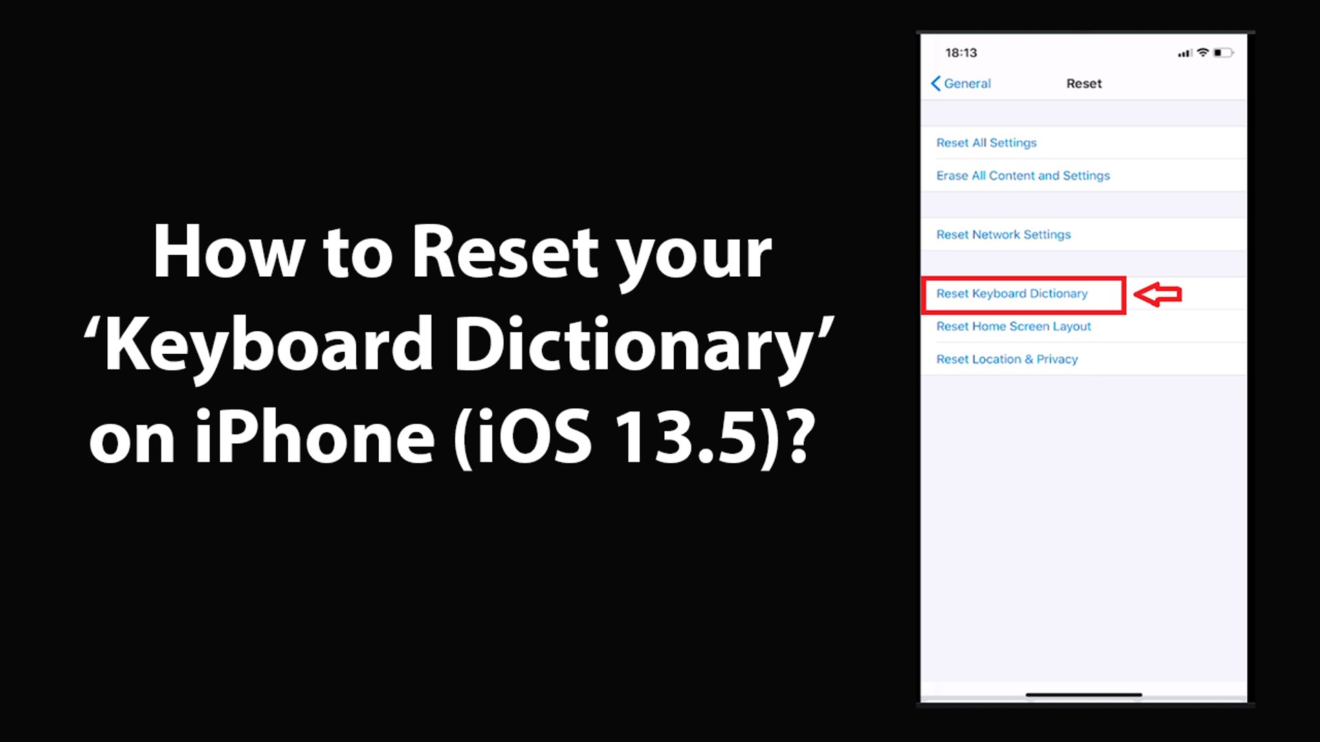 How to Reset your Keyboard Dictionary on iPhone (iOS 29.29)?