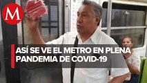 Vagoneros no respetan medidas de sanidad en el metro de CdMx