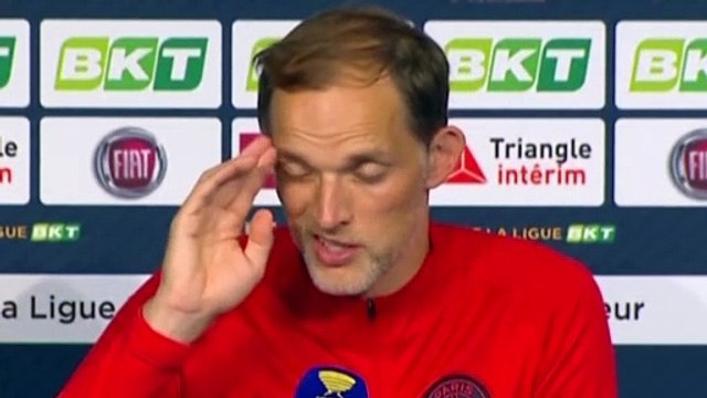 Football - Coupe de la Ligue - Thomas Tuchel en conférence de presse après la victoire du PSG contre Lyon