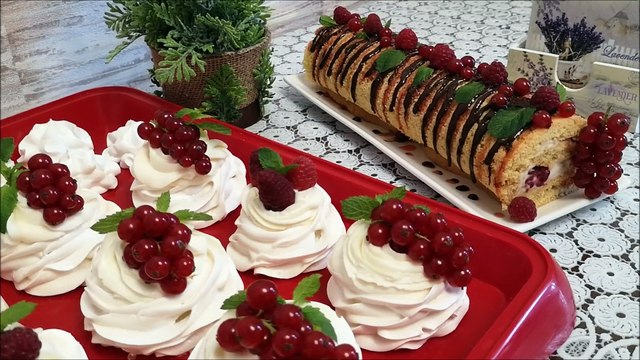 Dessert. Cooking . Кулинария .Десерт ПАВЛОВА САМЫЙ нежный десерт Бисквитный рулет с малиной и крем чизом Летний десерт
