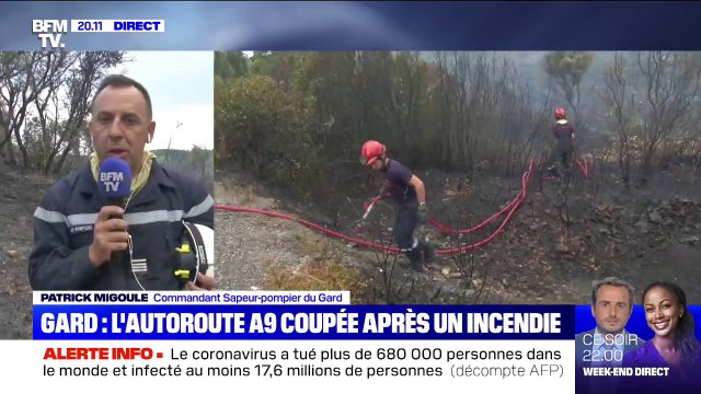 Incendie dans le Gard: le commandant sapeur-pompier Patrick Migoule annonce que 4 pompiers ont été blessés, dont un grièvement