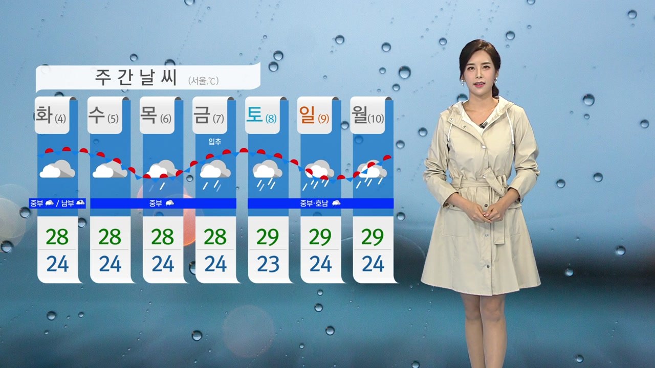 [날씨] 내일까지 중부 지방 집중 호우...제4호 태풍 '하구핏' 이동 경로 변경 /...