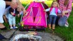 Cute girl playing with Dolls & Grilling MArshmallows smores