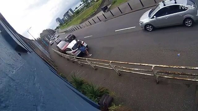 Car crashes into two parked cars on Edinburgh's Lower Granton Road