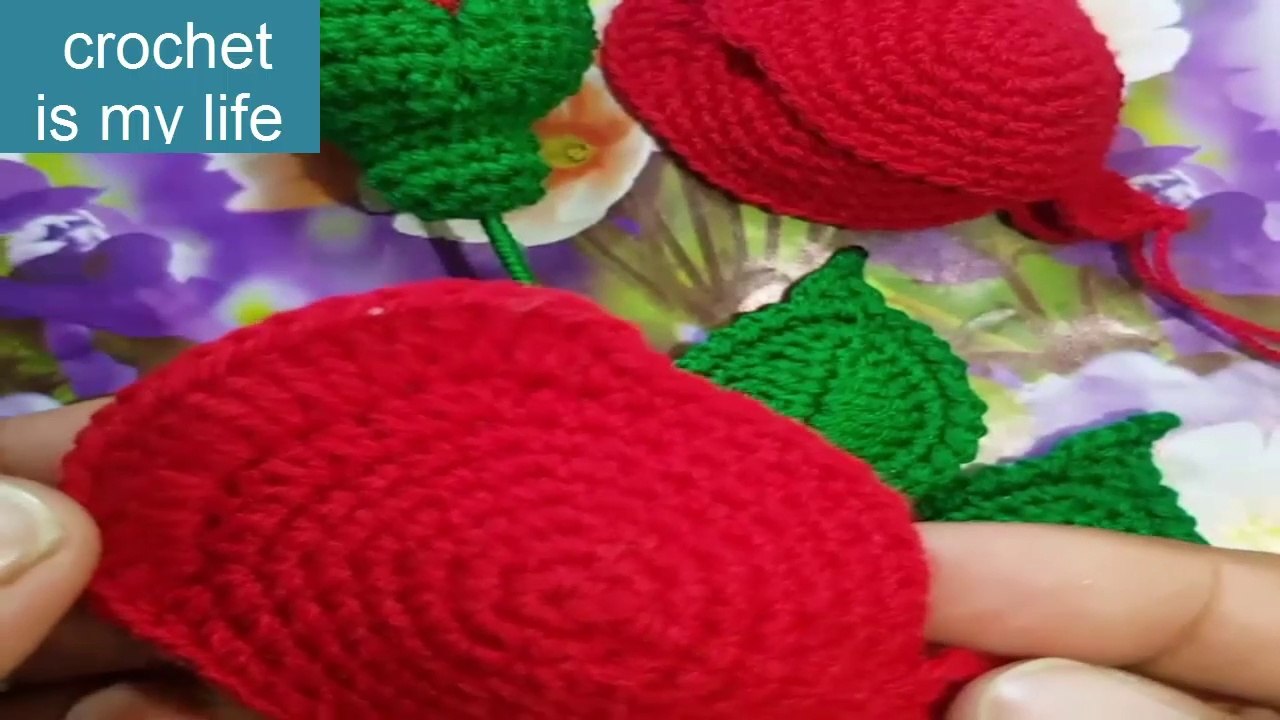 How To Make Crochet Amigurumi Rose Flower Petals(part1) Tutorial English Free Pattern For Beginner'