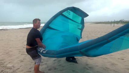 Winds are just a bit too rowdy for this kite-surfer