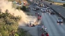 Report TV -Pamjet kur makina merr flakë e rruga mbulohet nga tymi