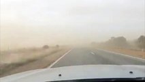 Dust Storm Sweeps Across Outback Road