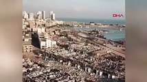Beyrut'taki patlamanın geride bıraktığı yıkım havadan görüntülendi