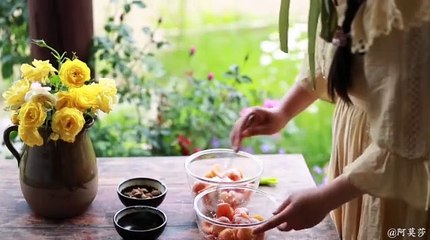 Young Women Living Alone on Mountain and Cooking Food
