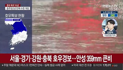 중부 대부분 호우경보…충청북부 시간당 80mm 폭우