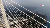 Yavuz Sultan Selim Köprüsü halatlarında nefes kesen çalışma