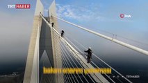 Yavuz Sultan Selim Köprüsü'nde nefes kesen çalışma havadan görüntülendi