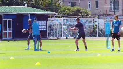 Pompey players at Roko training ground