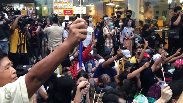 Anti-government protesters wear Harry Potter costumes in Bangkok