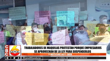 Trabajadores de maquilas protestan