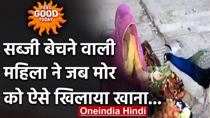 Feel Good Today :सब्जी बेचने वाली महिला ने मोर को ऐसे खिलाया खाना,देखिए Viral Video वनइंडिया हिंदी