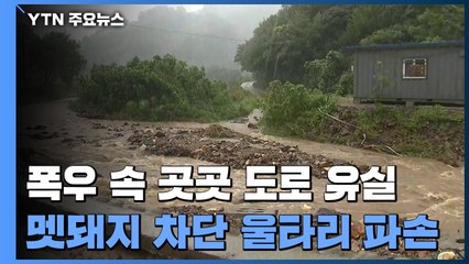 폭우 속 곳곳 도로 유실...멧돼지 차단 울타리 파손 / YTN