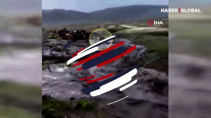 Dananın sele kapıldığı korku dolu anlar kamerada