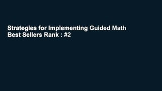 Strategies for Implementing Guided Math  Best Sellers Rank : #2