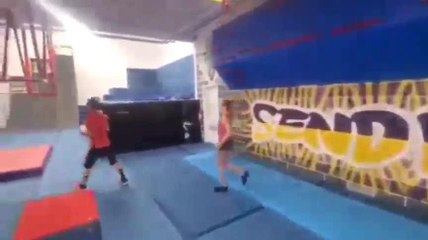 Girl Perfectly Does Long Session of Ninja Athlete Exercises During Competition