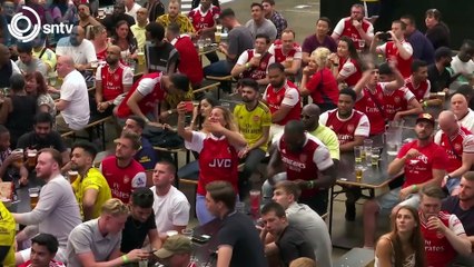 Скачать видео: Arsenal fans celebrate 2-1 FA Cup victory over Chelsea