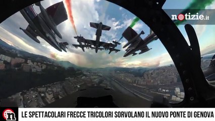 Nuovo ponte Genova, il video a bordo delle Frecce Tricolori che sorvolano il San Giorgio