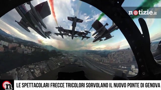 Nuovo ponte Genova, il video a bordo delle Frecce Tricolori che sorvolano il San Giorgio